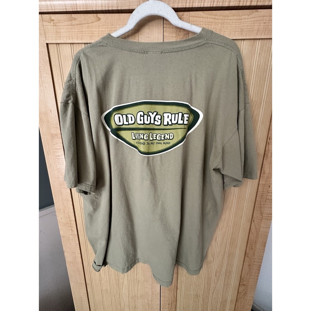 Old Guys Rule Mens Shirt 2X Living Legend T Shirt Tee Light Green Cotton Funny